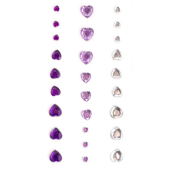 Набор страз "Сердечки", цвет фиолетовый