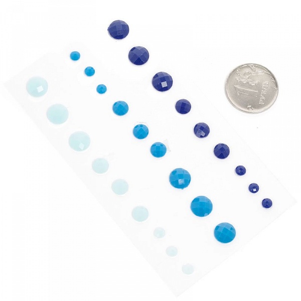 Набор гранёных камушков , сине-голубой