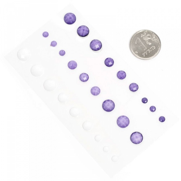 Набор гранёных камушков , бело-фиолетовый