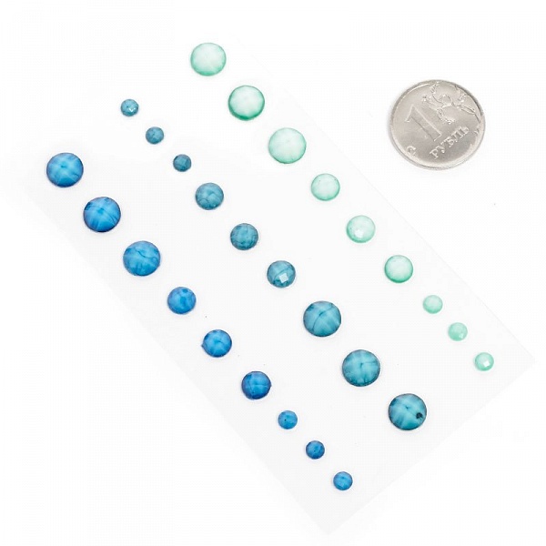 Набор гранёных камушков , сине-бирюзовый