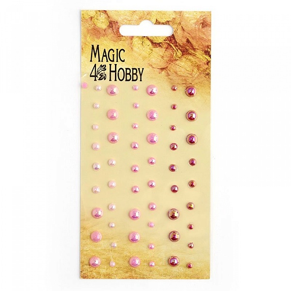 Клеевые полужемчужины "Розово-красный хамелеон".