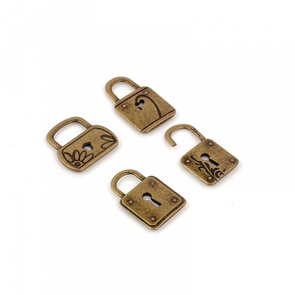 Набор металлических украшений "Замочки", цвет античный бронзовый