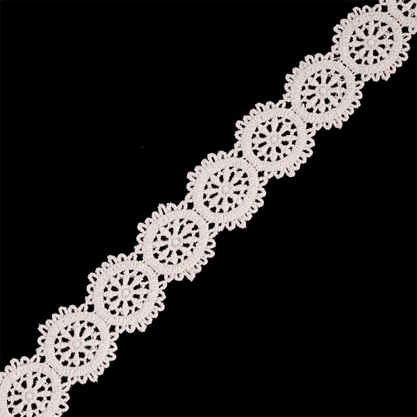 Гипюр ажурный 32 мм "Круглые салфеточки" цвет кремовый