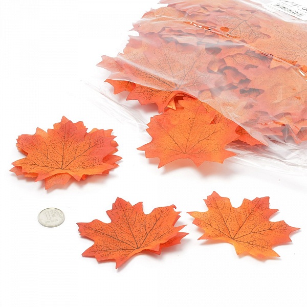 Листик клёна тканевый, цвет оранжевый