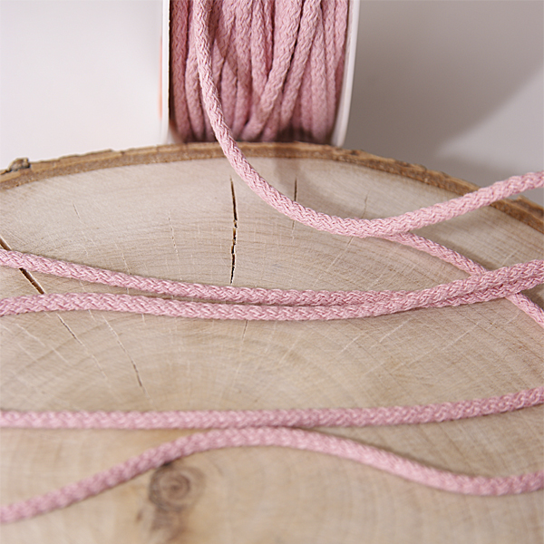 Шнур декоративный хлопковый 4мм, цвет розовый