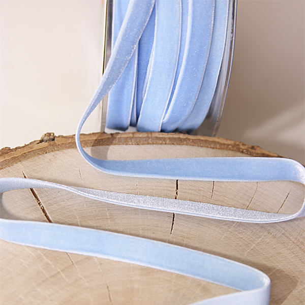 Резинка бархатная для блокнотов 8 мм, цвет небесный голубой