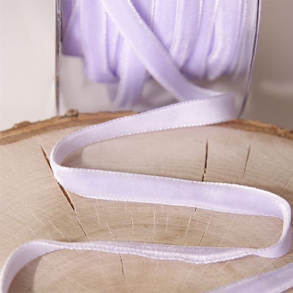 Лента бархатная 8 мм, цвет нежный сиреневый