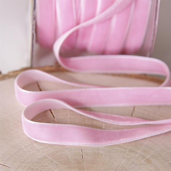 Лента бархатная 8 мм, цвет бледный розовый