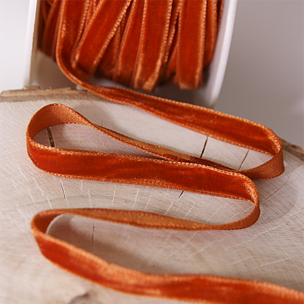 Лента бархатная 8 мм, цвет рыжая лиса