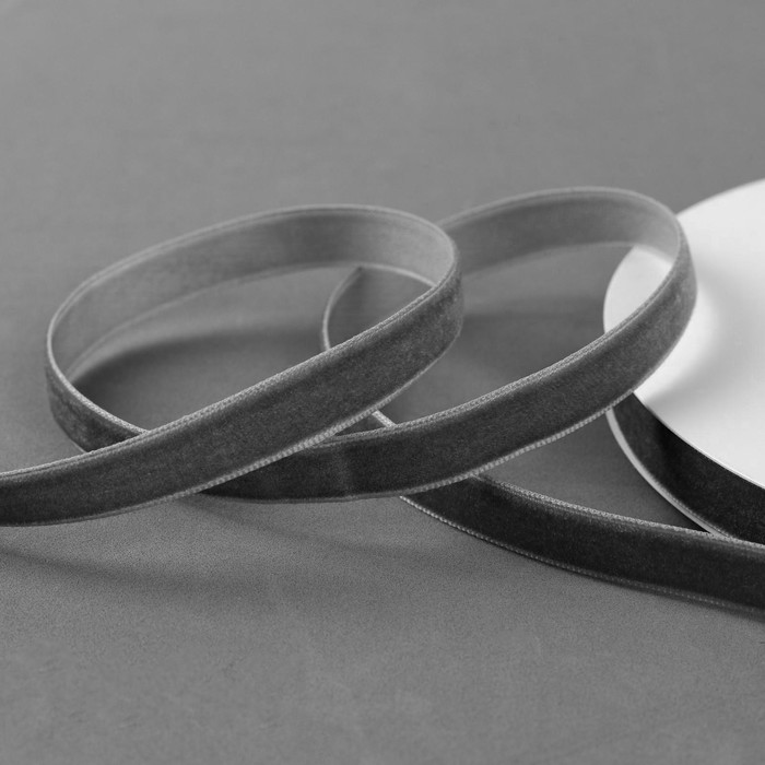 Лента бархатная 10 мм цвет Серый