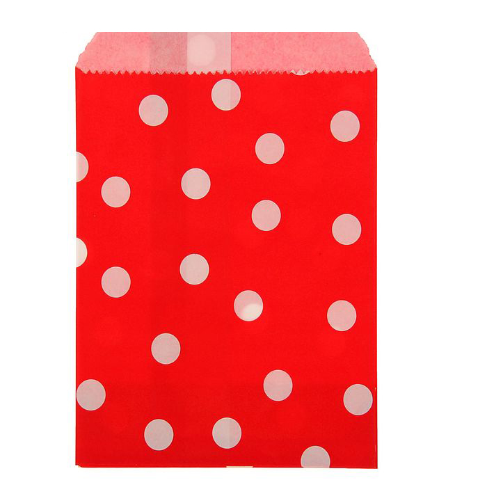 Бумажный пакет 10 х 15 см "Горох", цвет красный