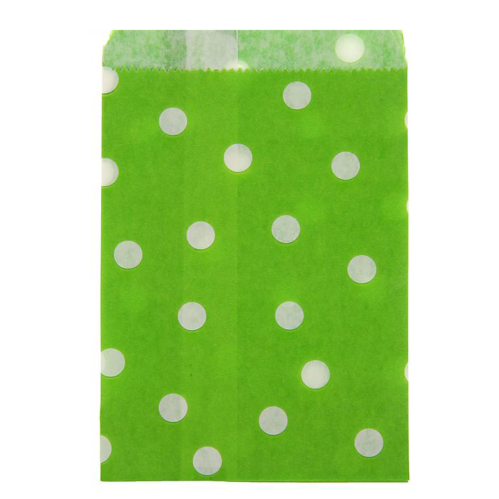 Бумажный пакет 10 х 15 см "Горох", цвет зелёный