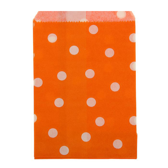 Бумажный пакет 10 х 15 см "Горох", цвет оранжевый