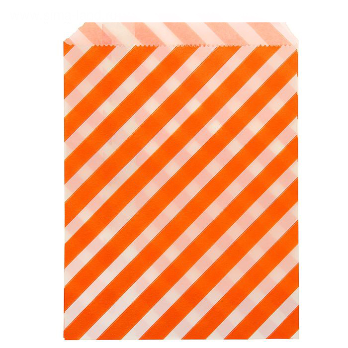 Бумажный пакет 12 х 17 см "Полоска", цвет оранжевый