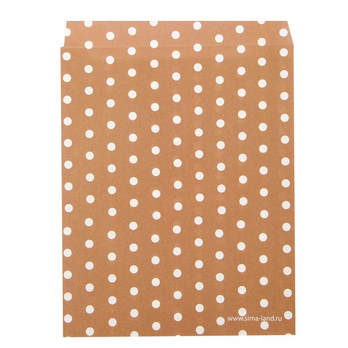 Конвертик бумажный 13 х 16 см "Крафт в горошек"