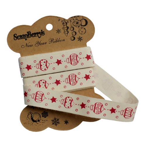 Лента Scrapberrys "Елочные игрушки",15 мм