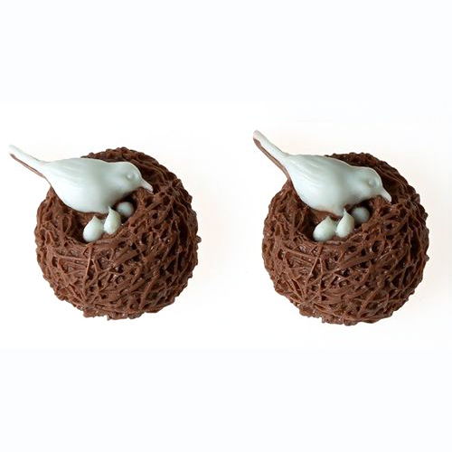 Объёмные фигурки Scrapberrys "Птички в гнёздах", белый, 2 шт