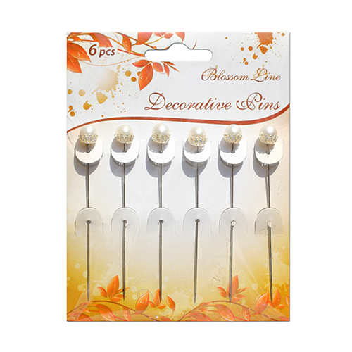 Набор булавок с жемчужинкой, кремовый, 10мм, 6шт.