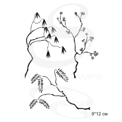 Штамп Stylish Stamps "Ветки в японском стиле"