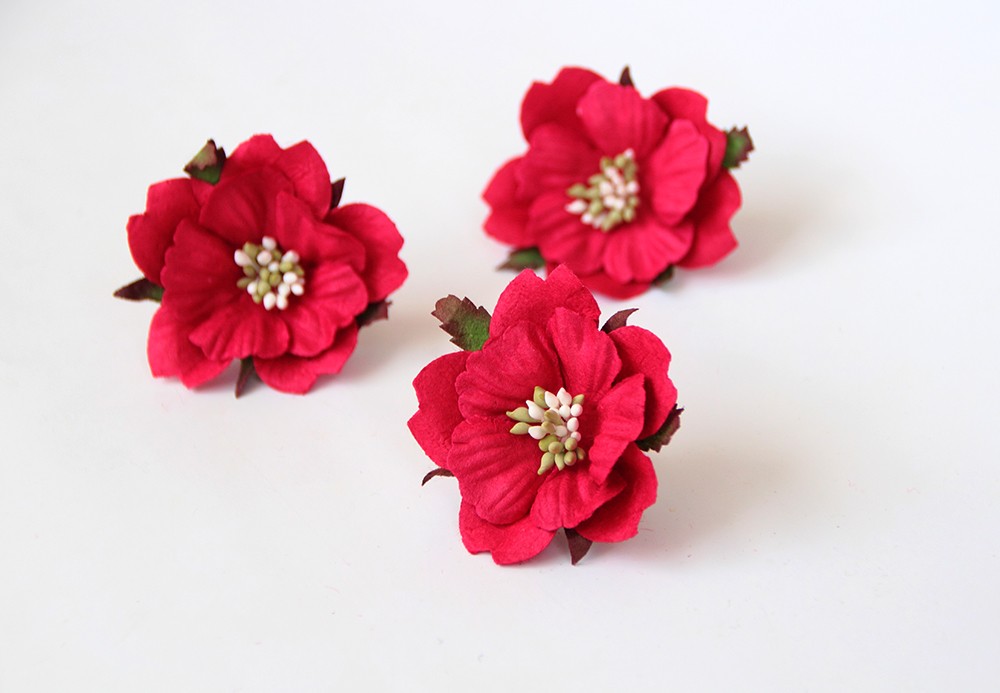 Цветок анемона, цвет красный, 1 шт