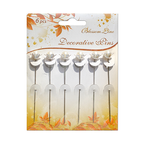 Набор булавок с жемчужинкой, кремовый, 8 мм, 6шт.