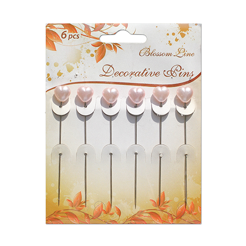 Набор булавок "Сердечки", розовый, 10 мм, 6шт.