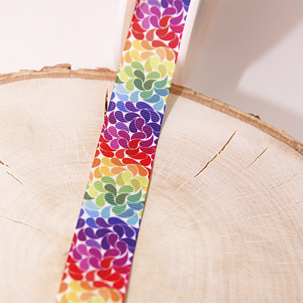 Лента репсовая 23 мм "Радуга из лепестков",