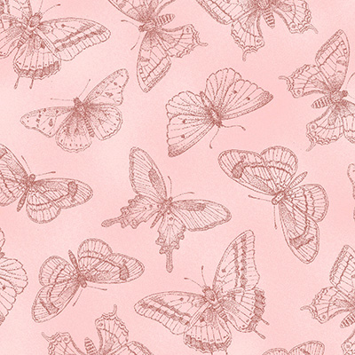 Ткань лоскутная 50 х 55 см "4702", бабочки на розовом