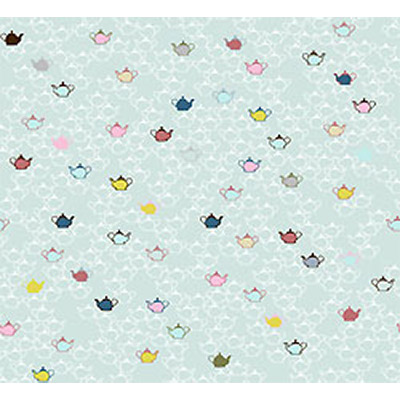 Ткань лоскутная 50 х 55 см "4507", чайнички на сером