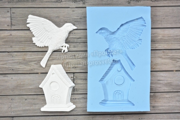 Молд Просвет "Птица и домик"
