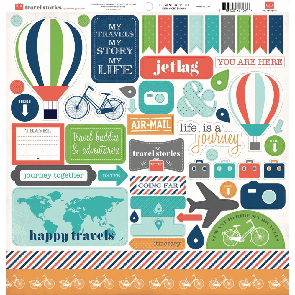 Картонные наклейки Carta Bella "Travel Stories", 30 х 30 см