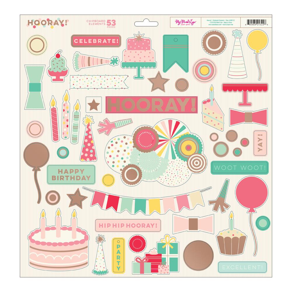 Вырубные элементы из чипборда My Minds Eye "Hooray"