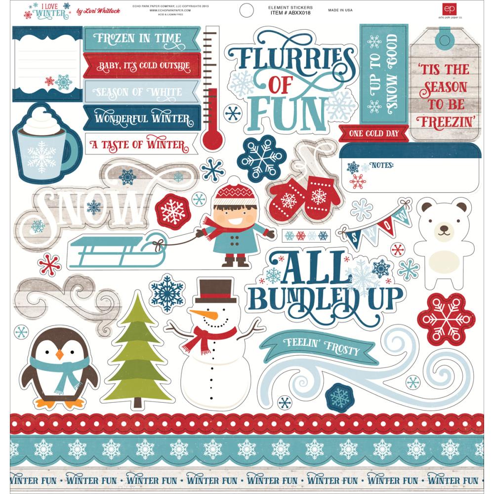 Наклейки Echo Park "I love winter" 30 х 30 см