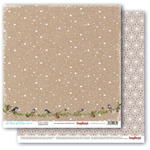 Бумага Scrapberrys "Вкус Зимы", Малиновки в снегу (SB726)