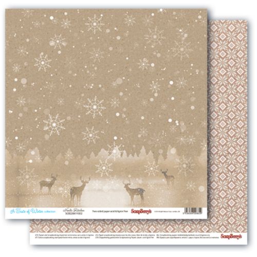 Бумага Scrapberrys "Вкус Зимы", Северный олень (SB729)