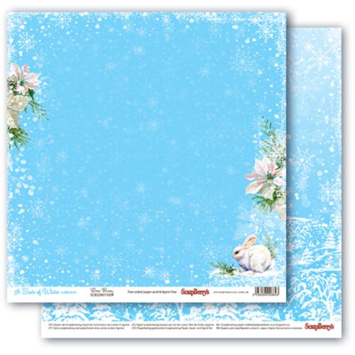 Бумага Scrapberrys "Вкус Зимы", Снежный зайчик (SB730)