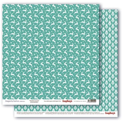 Бумага Scrapberrys "Зимние контрасты",Звездная ночь. Морозная мята (SB737)