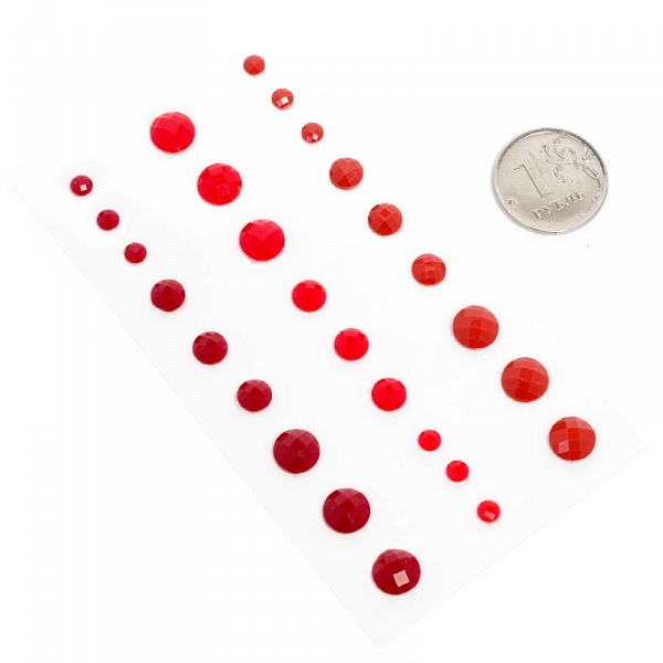 Набор гранёных камушков , красно-бордовый