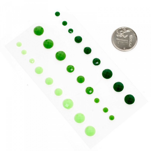 Набор гранёных камушков , оттенки зелёного