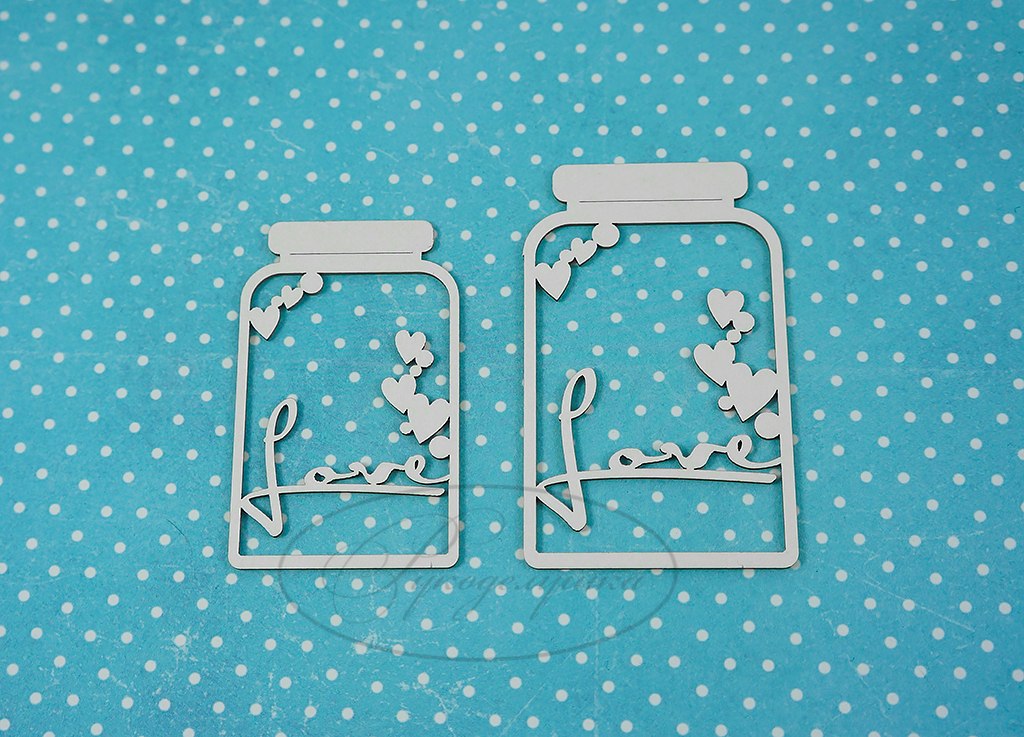 Вырубка из чипборда Рукоделушка "Баночка любви"