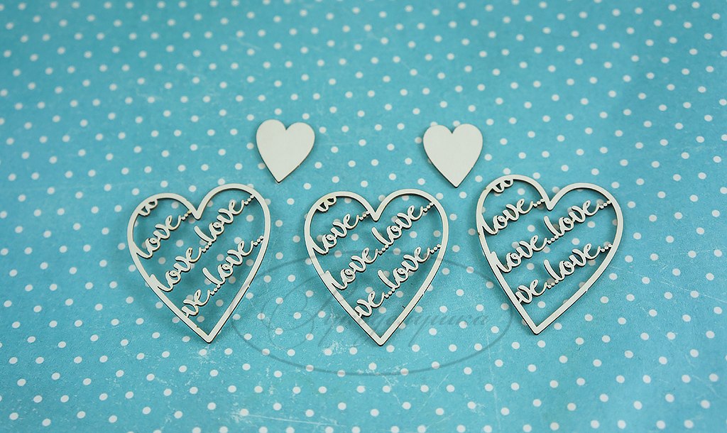 Вырубка из чипборда Рукоделушка "Сердечки LOVE" (1Б)