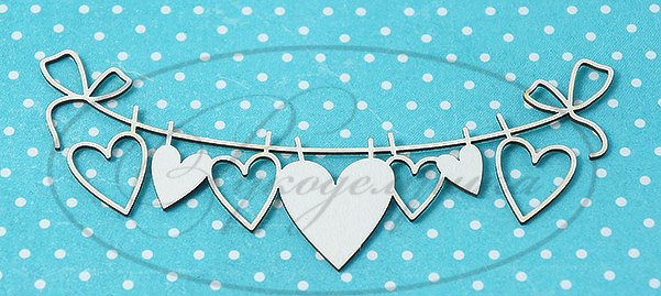 Вырубка из чипборда Рукоделушка "Сердца на веревочке 1"