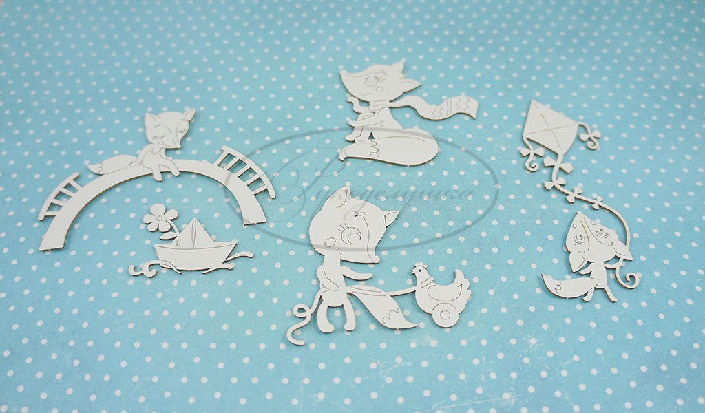 Вырубка из чипборда Рукоделушка "Увлечения лисенка"