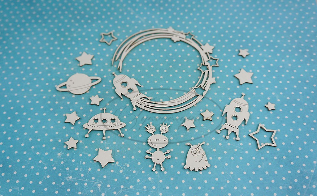 Вырубка из чипборда Рукоделушка "Инопланетяне"