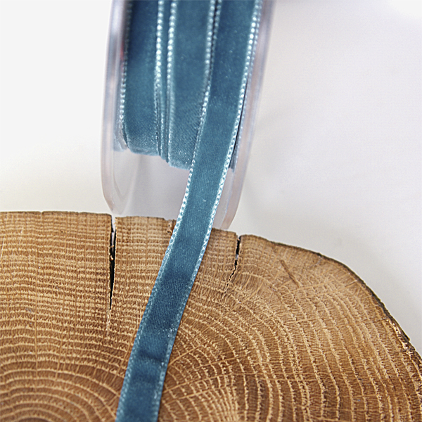 Лента бархатная 8 мм, цвет морская волна