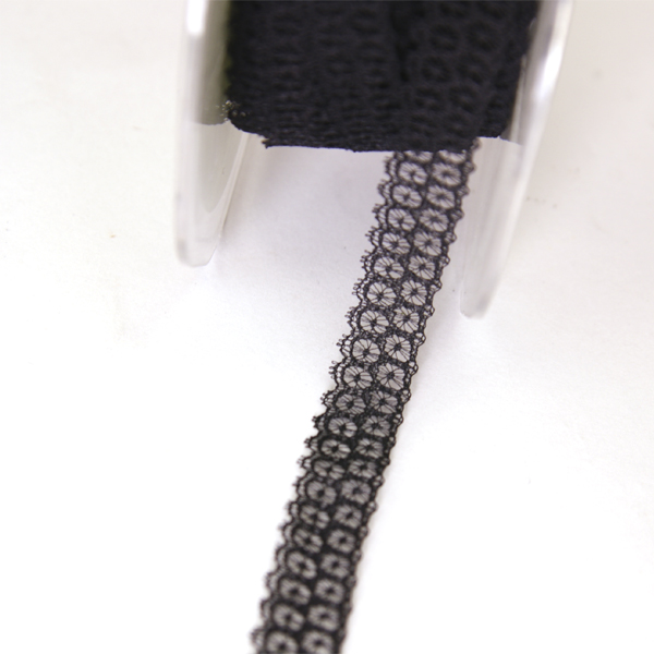 Кружево нейлоновое 12 мм, цвет чёрный