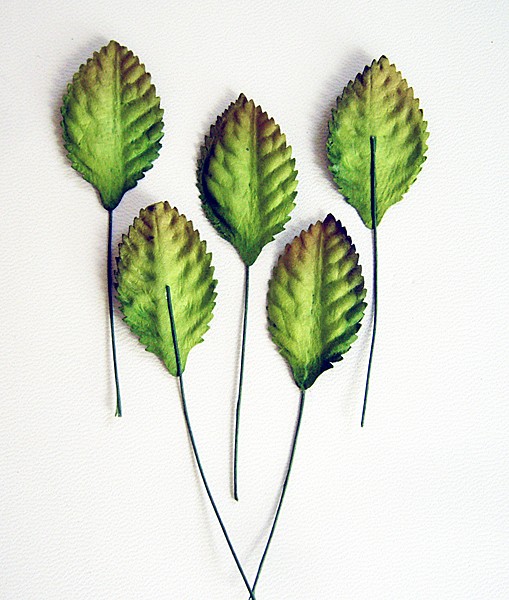 Листик со стебельком маленький 35 х20 мм, зелёный