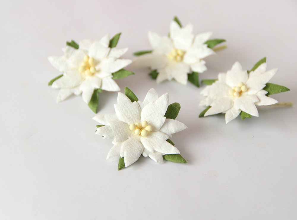 Цветок пуансетии 3,5 см объёмный, цвет белый