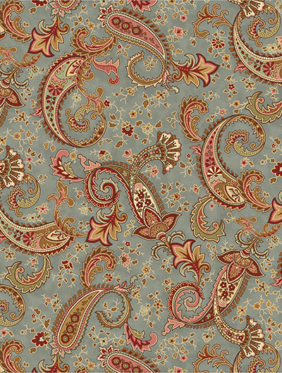 Ткань лоскутная 50 х 55 см "4702", пейсли на голубом