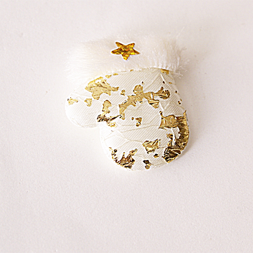 Декоративная руковичка, цвет кремовый с золотом